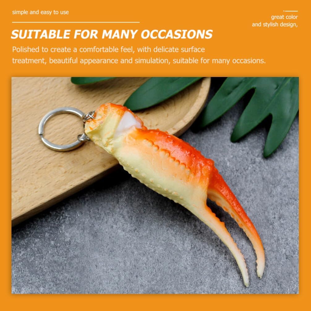 ibasenice Crab Claw Keychain with Fried Shrimp Pendant Realistic Key Chain Bag Charm for Purse Backpack Travel Accessory 3Pcs