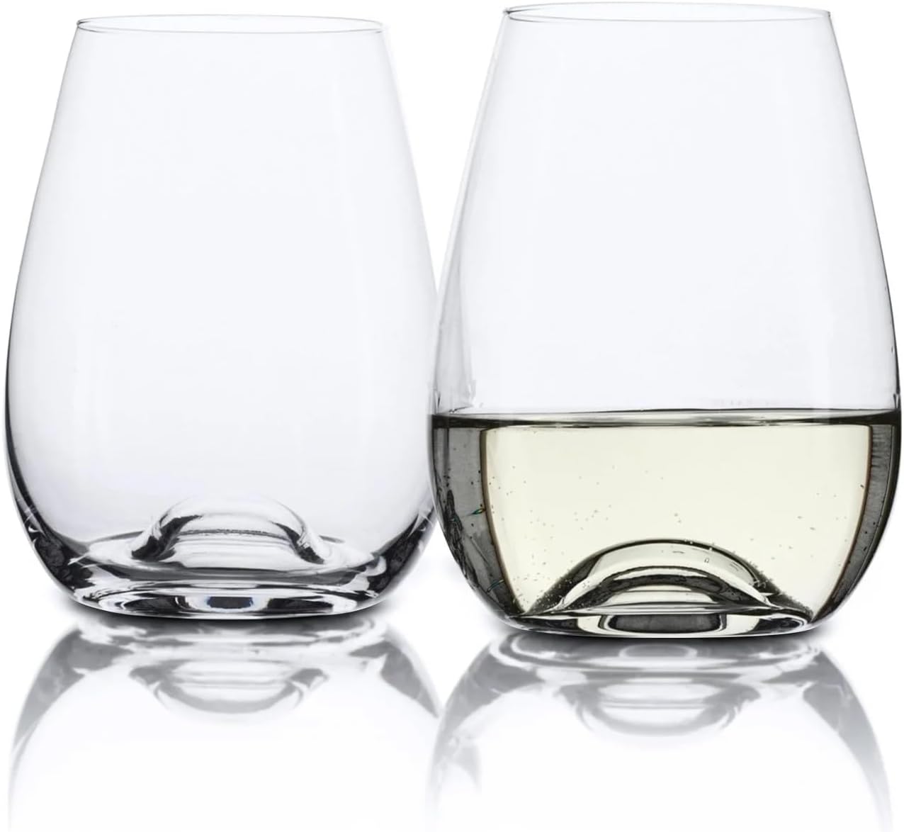 ANDERS & WHITE - 'Hosking' Stemless Wine Glasses. Lead and Toxin Free European Crystal. 4x 15.6 Ounces (460ml) Glasses. Universal Red and White Wine Glasses. Ideal Water Tumbler.