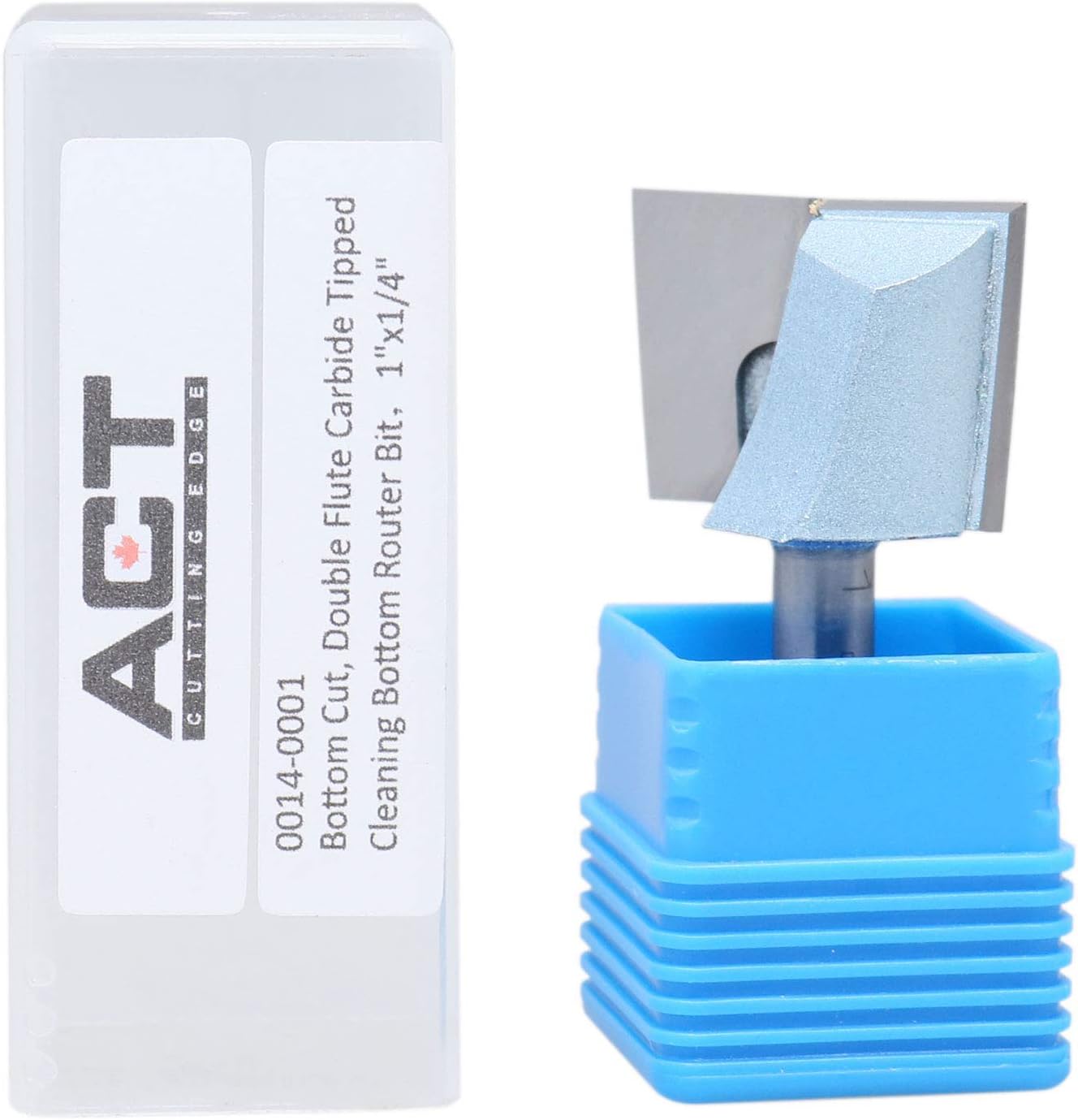 Accusize Industrial Tools 1/4" Shk Dia x 1" Cutting Dia Double Flute Carbide Tipped Bottom Cleaning (Surface Planing) Router Bit, 0014-0001