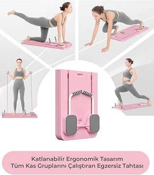 Pilates Aleti – Zamanlayıcılı, Direnç Bantlı Çok Amaçlı Egzersiz Tahtası Telefon Tutacaklı