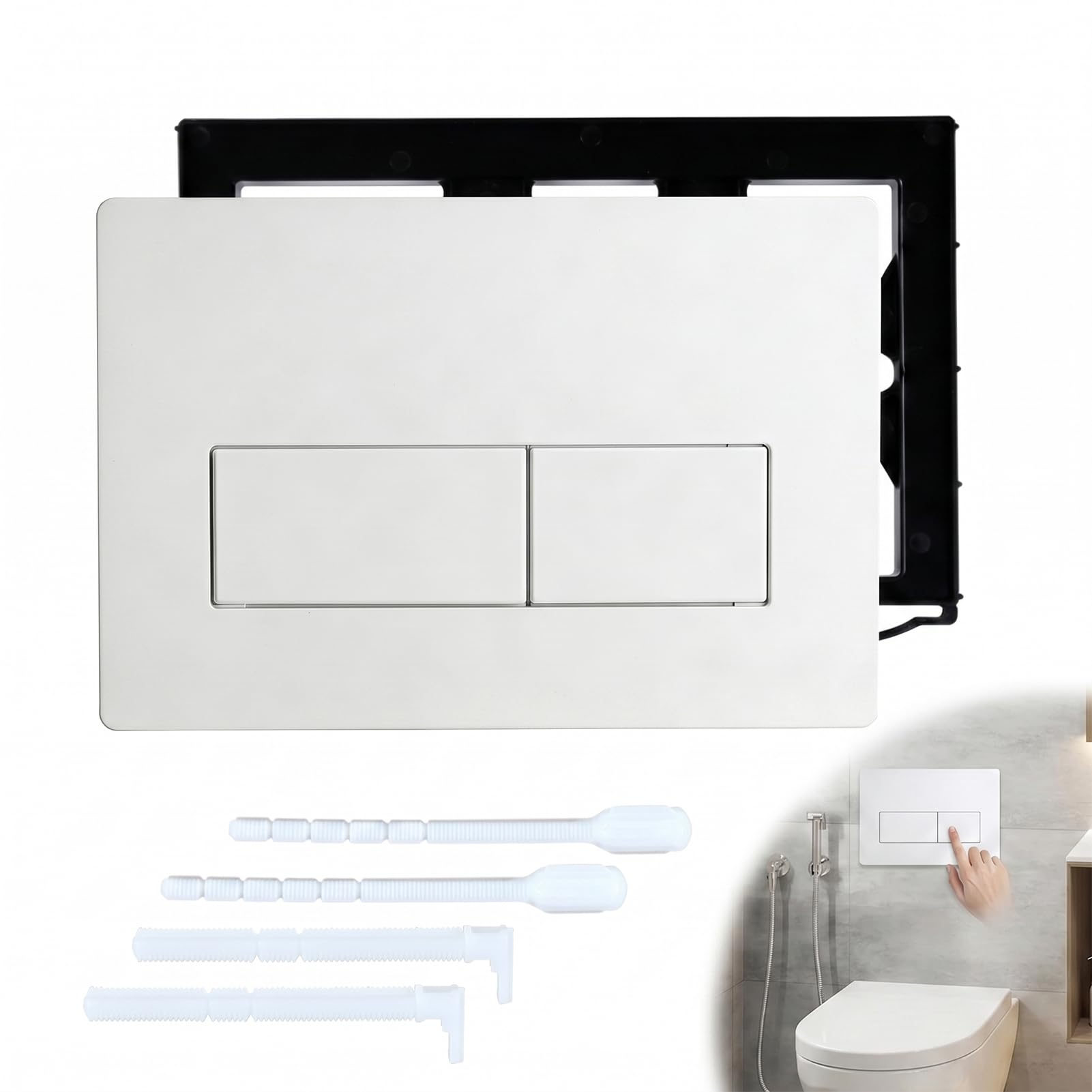 Wc Drückerplatte,Drückerplatte Wc,Betätigungsplatte Wc,2-Mengenspülung Ersatzplatt,Kompatibel Mit GEBERIT SIGMA01 UP300/320 Ersatzplatte 115.770.11.5,Mit Spülhebel-Set Und Einbaurahmen (Weiß)