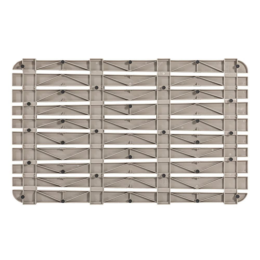 Pedana Doccia Antiscivolo Rettangolare, 80x50x2.5 cm, PP Alta Resistenza Ideale per Interno Esterno (Tortora)