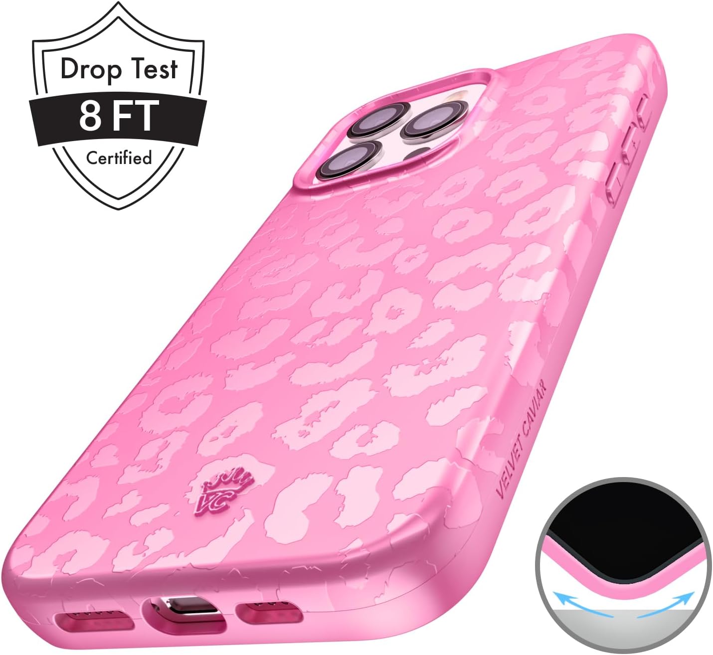 VELVET CAVIAR Case for iPhone 15 Pro | Compatible with MagSafe | 10ft Drop Tested | Protective Designer Cases| Hot Pink Leopard