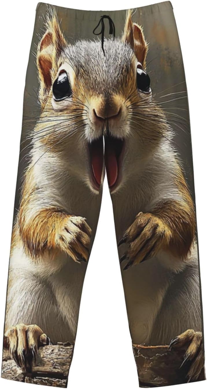Mens Pajama Pants Soft Lounge Sleep Pant Squirrel Funny Animal Pajama Pants Men Pjs Bottoms with Pockets