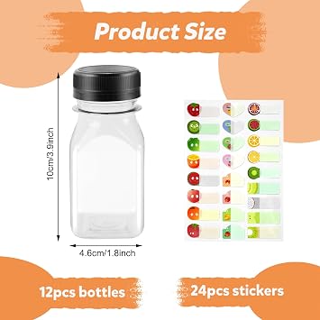 HXC Shot Bottles with Lids 4oz Juice Bottles Small Plastic Bottle Reusable