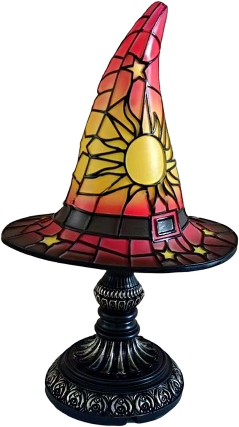 魔女帽子テーブルランプ樹脂夜の光装飾ベッドサイドランプナイトスタンド子供部屋のリビングルームの装飾魔女帽子