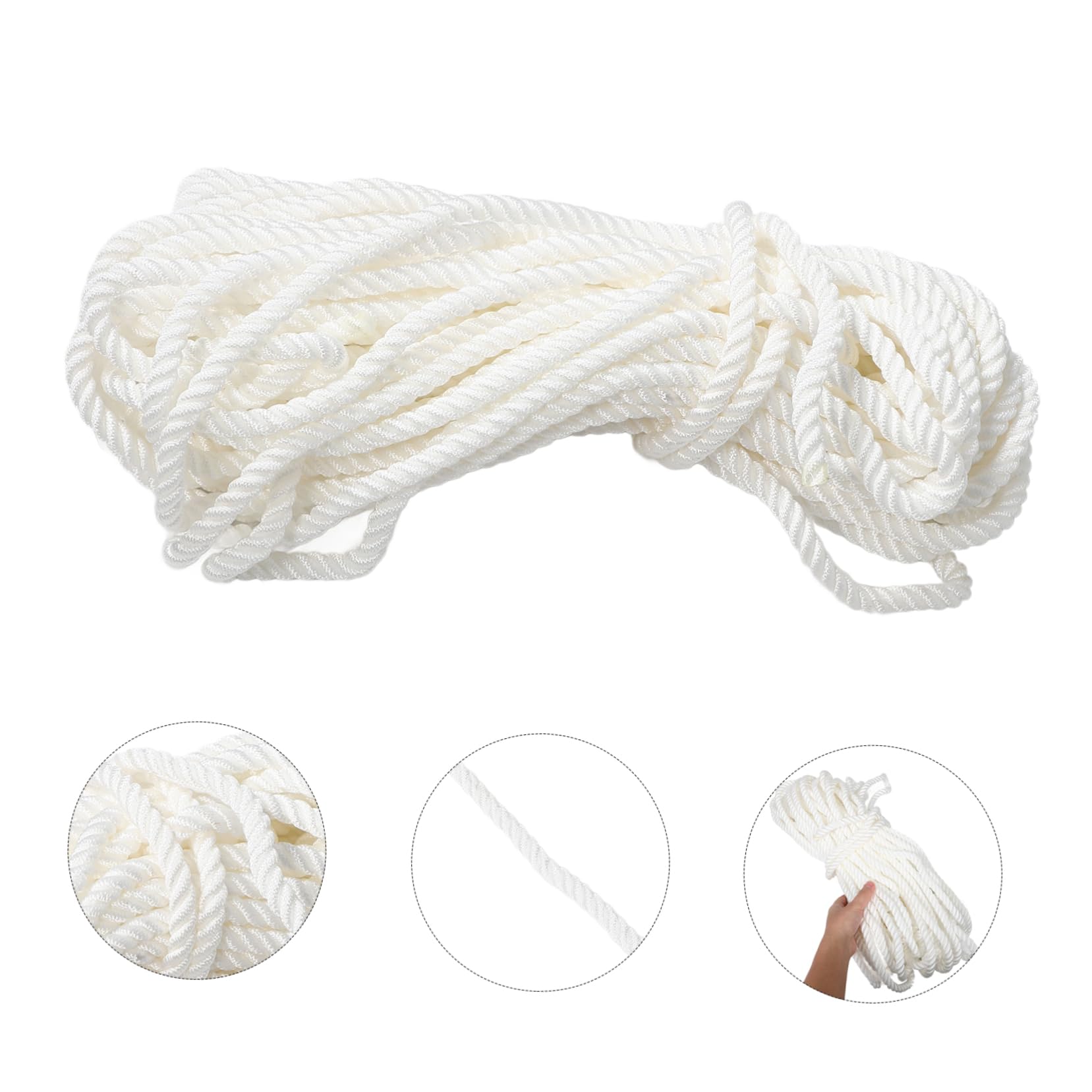 Yardwe Weißes Nylon-marineseil Robuste Bootsanlegeleine Zum Festmachen Und Verankern Strapazierfähiges Nylon-yachtseil Für Docks Und