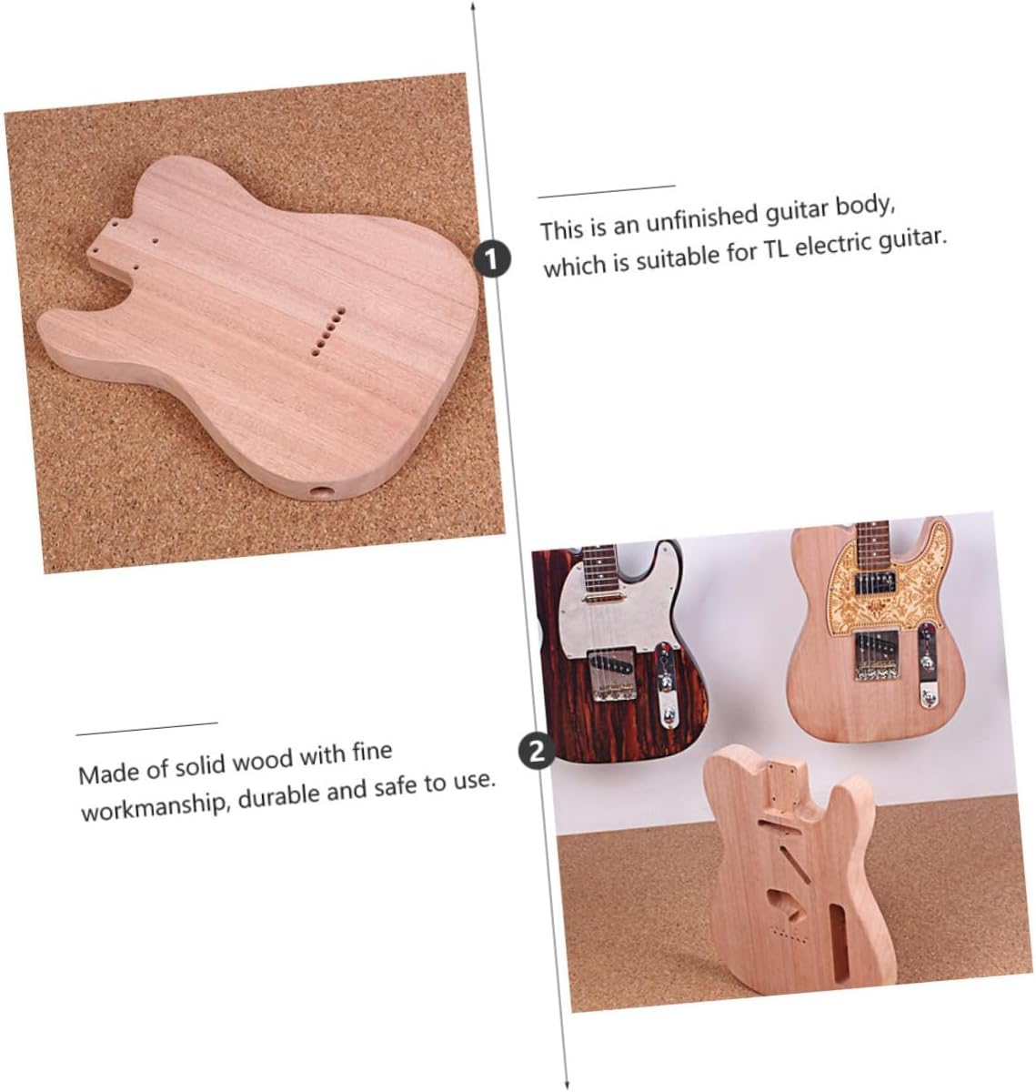 Electric Guitar Body Unfinished Wooden Guitar Replacement Part Easy to Nature