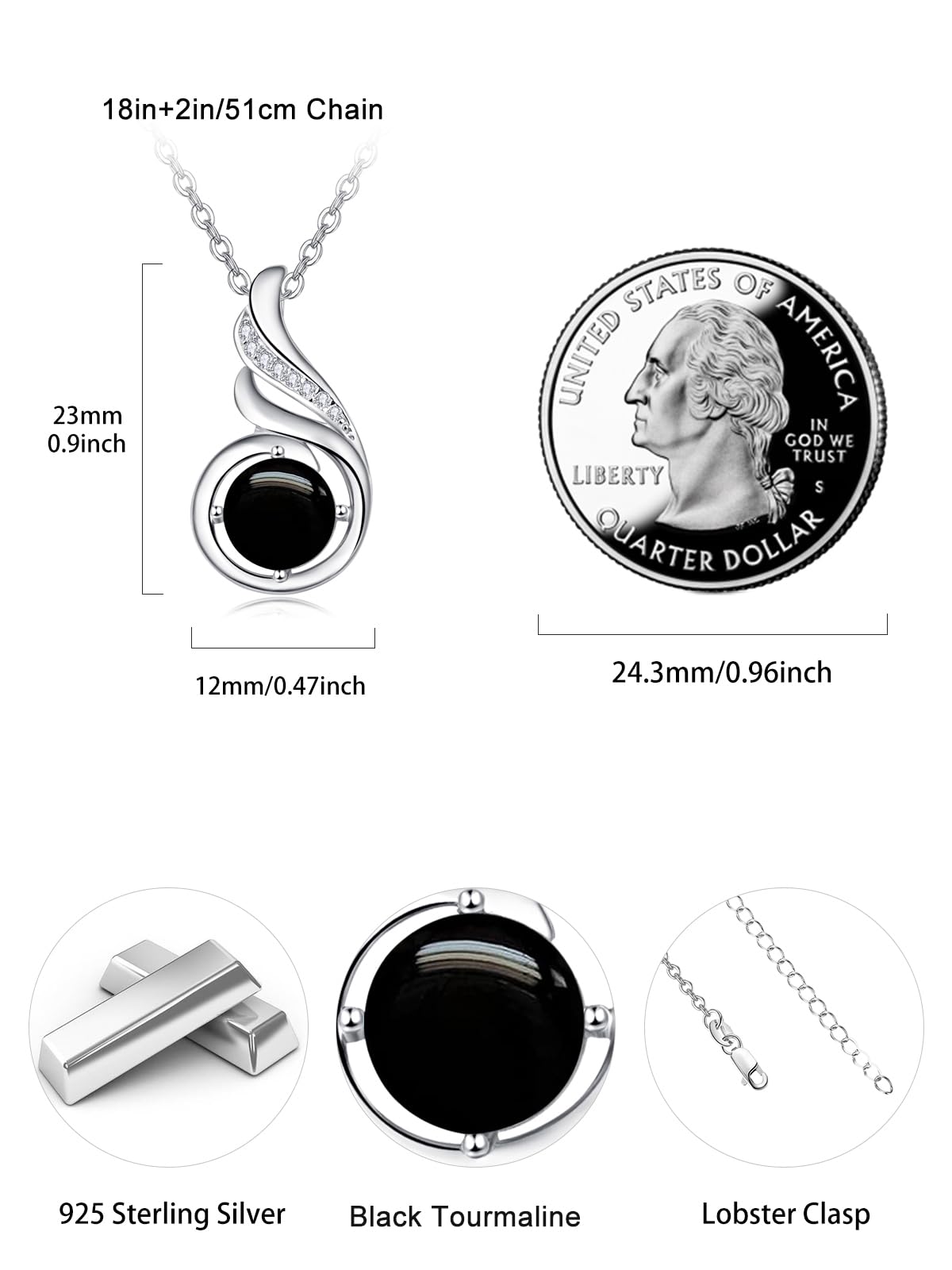 TANGPOET Edelstein Anhänger Kette für Damen Frauen Silber 925 Rundstein Tränen Halskette Schmuck Geschenke für Geburtstag Muttertag Weihnachten Abschluss Jahrestag