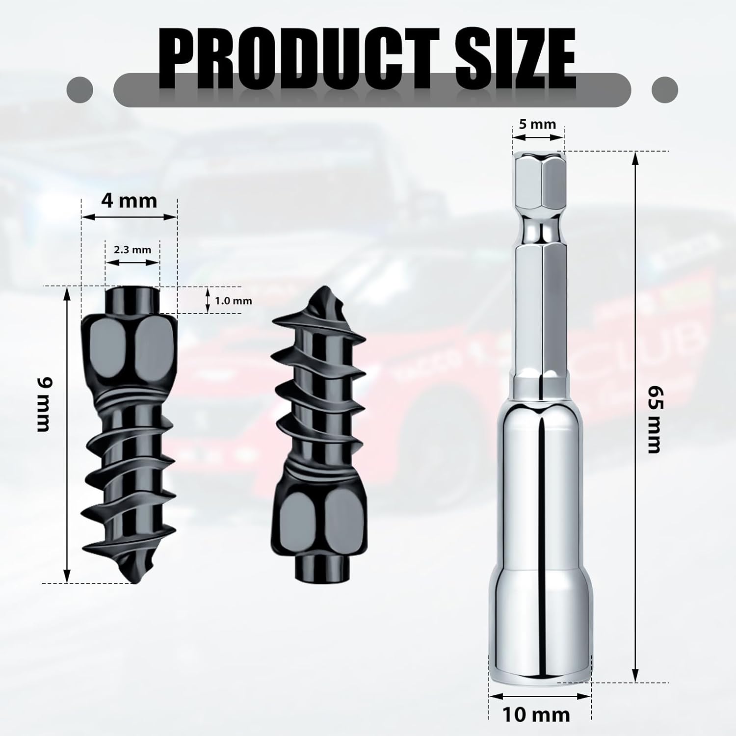 Frienda 200 Pcs Snow Carbide Screw Tire Studs Silver Black 4 x 9 mm Wheel Tyre Snow Spike Trim Screw in Tire Studs with Installation Tool for Car Truck Bicycle Boot Motorcycle ATV Accessories