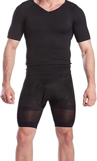 Men's Compression Slimming Sweatshirt, Seamless Shapewear Tops Tummy Control Undershirts Short Sleeves for Fitness VIROYA