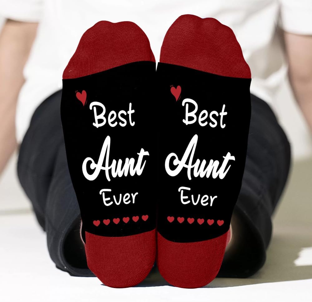 Best Aunt Ever Gifts,Mothers Day Birthday Best Ideas Special Big Cool Funny Unique Christmas Valentines Day Personalized Gifts for Aunt from Niece nephew Warm Cozy Socks - Image 5