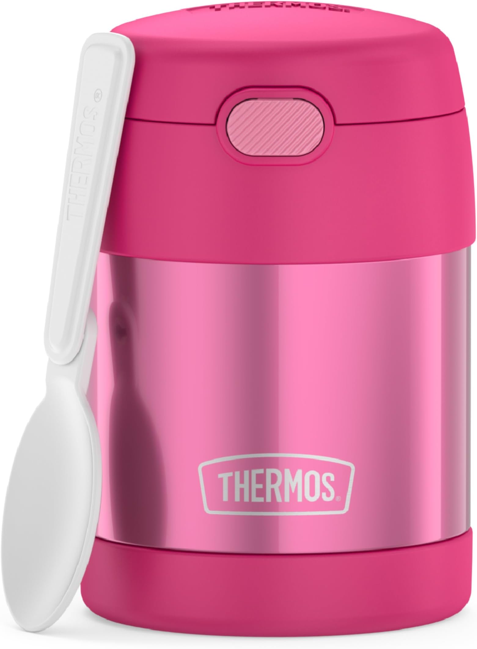 THERMOS FUNTAINER 10 Ounce Stainless Steel Vacuum Insulated Kids Food Jar with Folding Spoon, Pink