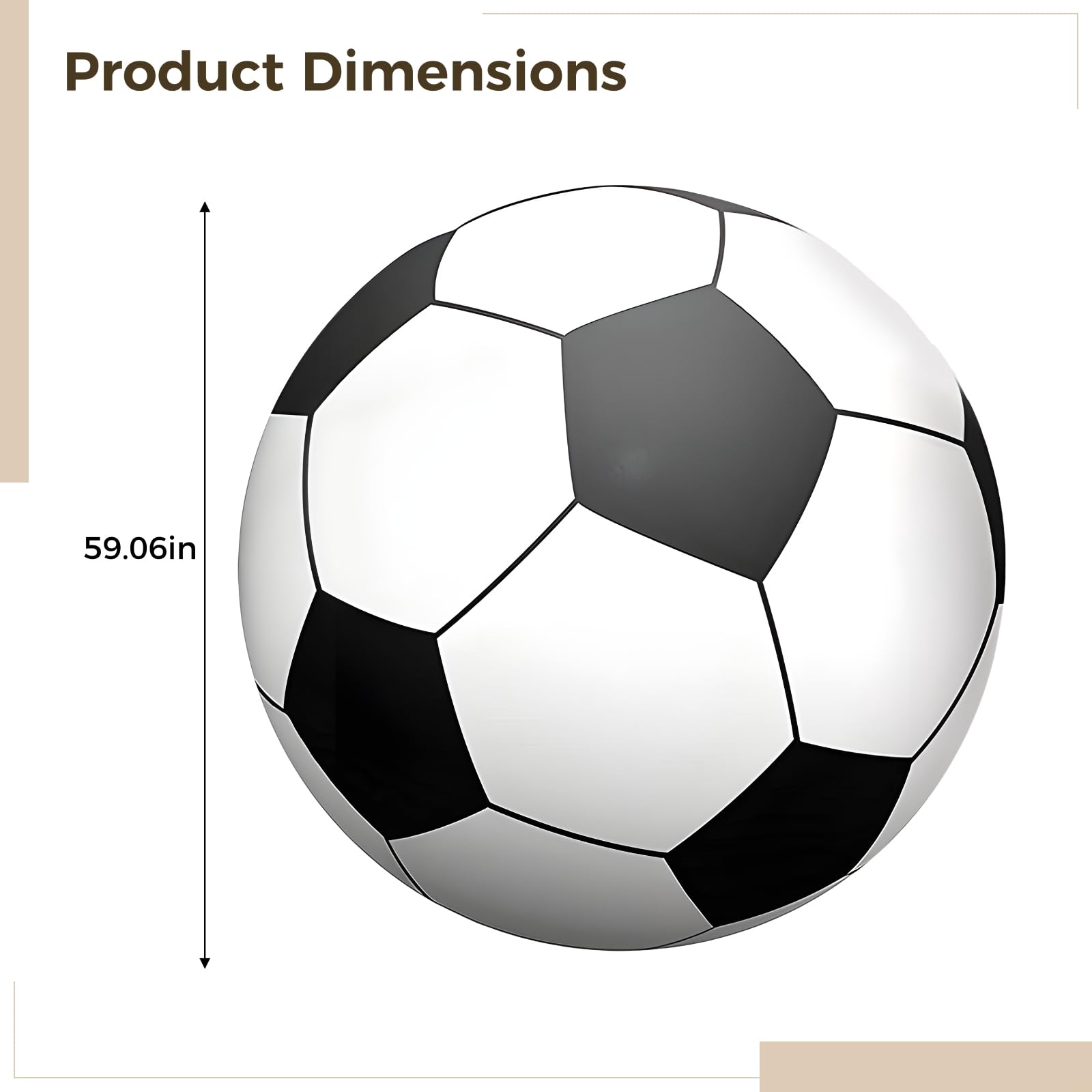 Balón inflable gigante de fútbol de playa, blanco y negro, 150 cm, PVC para actividades al aire libre, perfecto para escuelas y fiestas