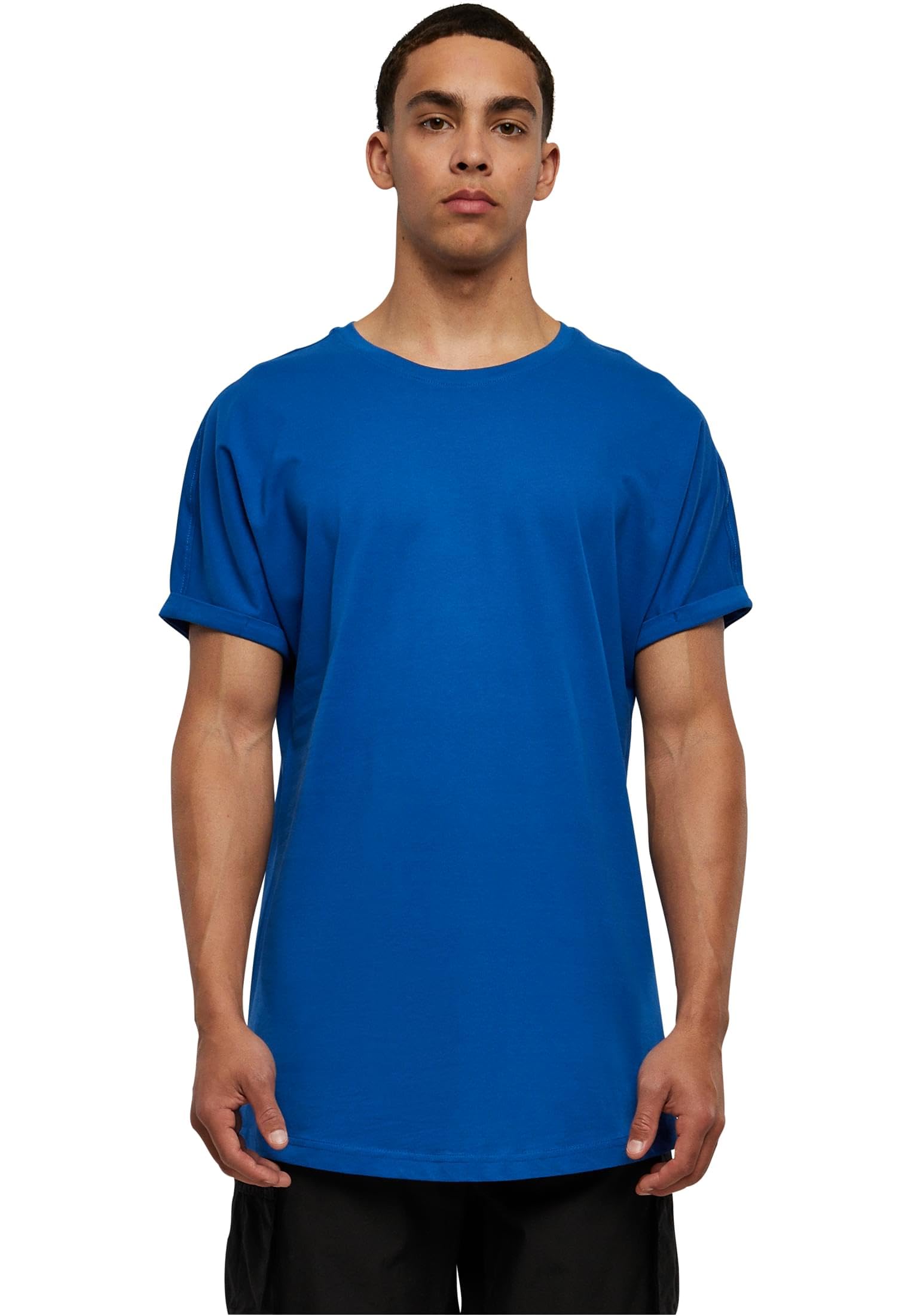 Urban Classics Camiseta básica de manga corta holgada, cuello redondo, de algodón, extra larga, con doblez en las mangas, Tallas desde la XS - 5XL