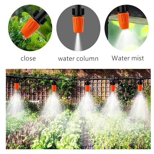 Three-Way Atomizing Nozzle 1/4 Inch, 50 Pcs Adjustable Micro Spray Irrigation Emitters, Drip Irrigation Parts Accessories for Patio Lawn Greenhouse Vegetable Irrigation Supplies