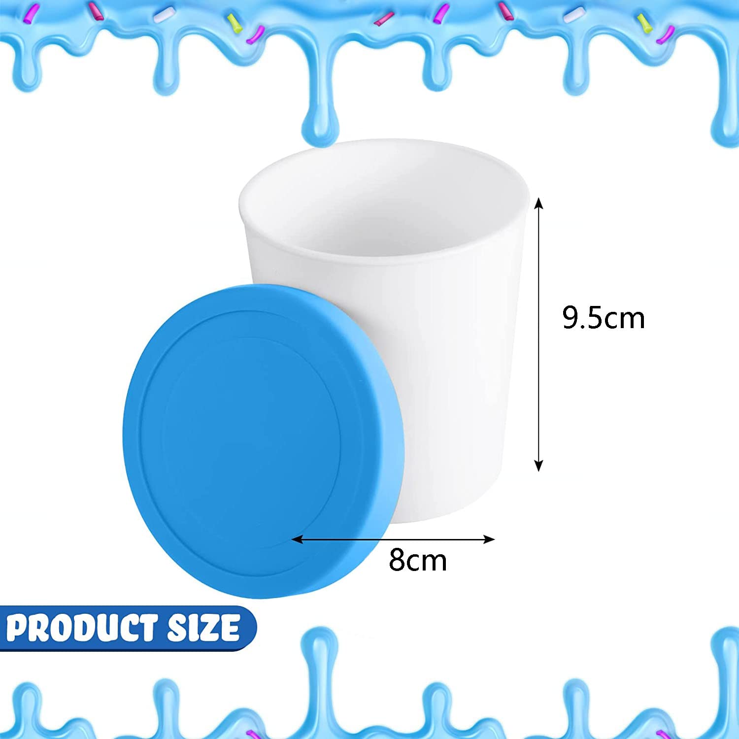 Set di 6 Coppette Gelato, 250ML Vaschetta per Gelato con Coperchi in Silicone, per la Conservazione di Gelato Fatto in Casa, Sorbetto