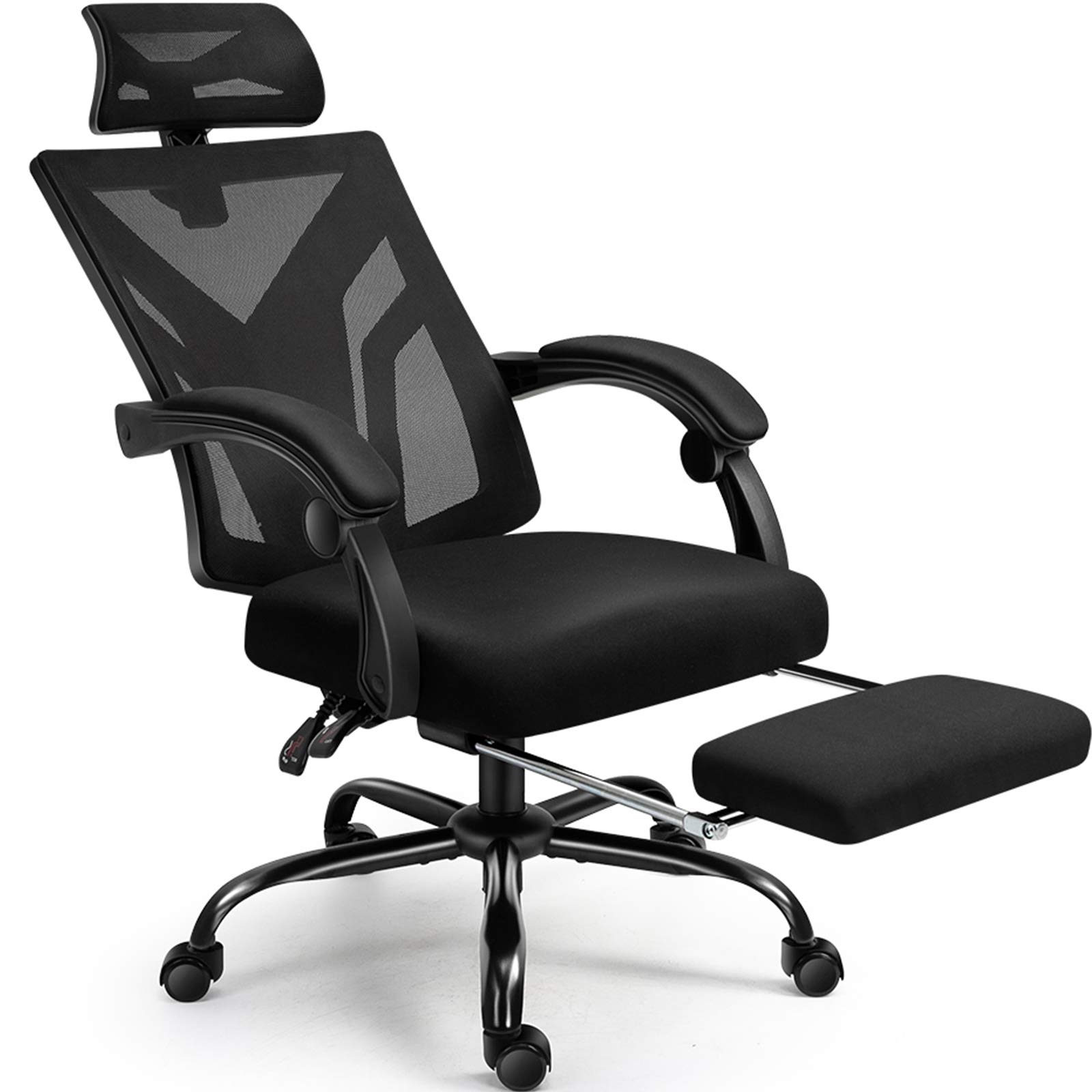 Office Chair, Cadcah Ergonomic Home Office Desk Chair Mesh Office Chair with Footrest Adjustable Headrest Swivel Computer Chair Lumbar Support High Back Chair for Adults Men Women