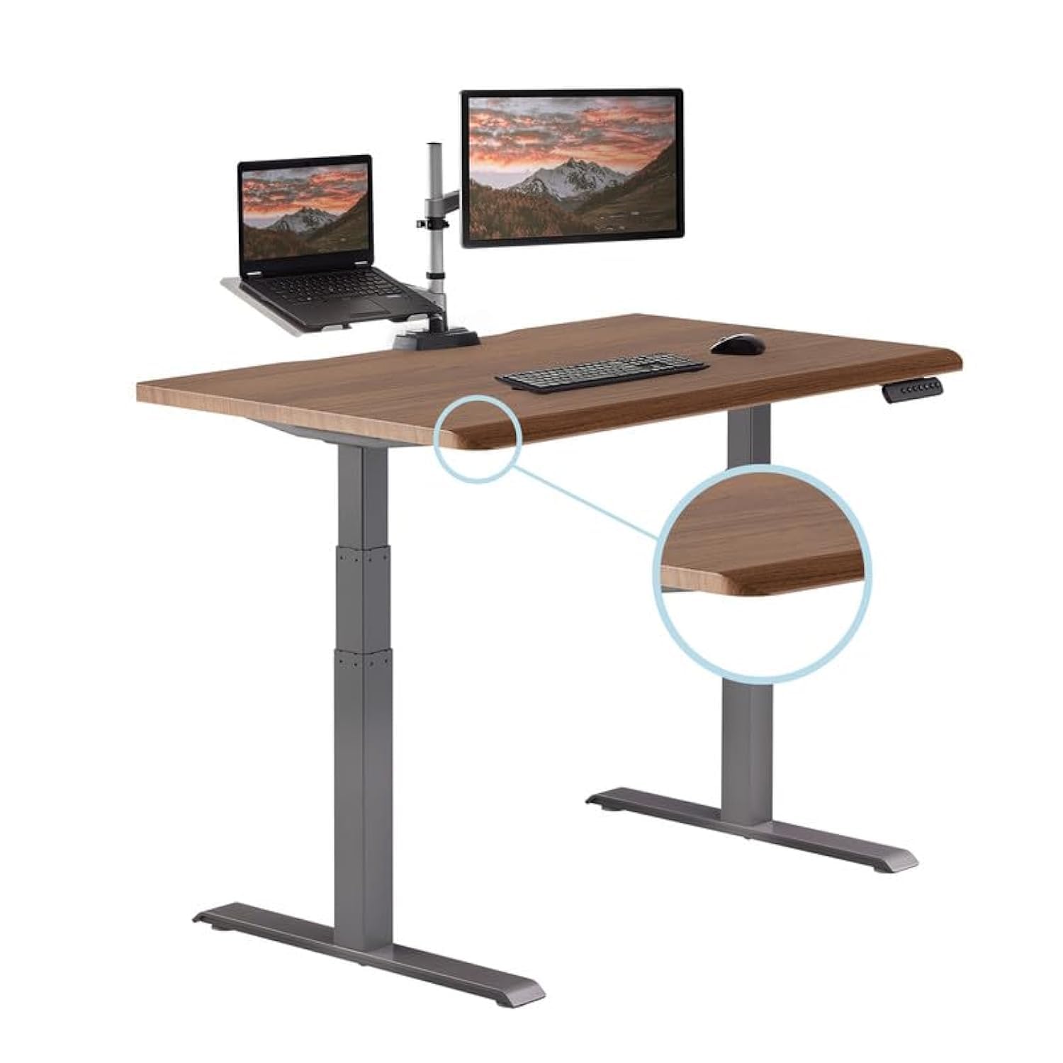 Vari ComfortEdge 48x30 Inch Electric Standing Desk Height Adjustable Sit Stand VariDesk with Memory Presets Sloped Edge 220