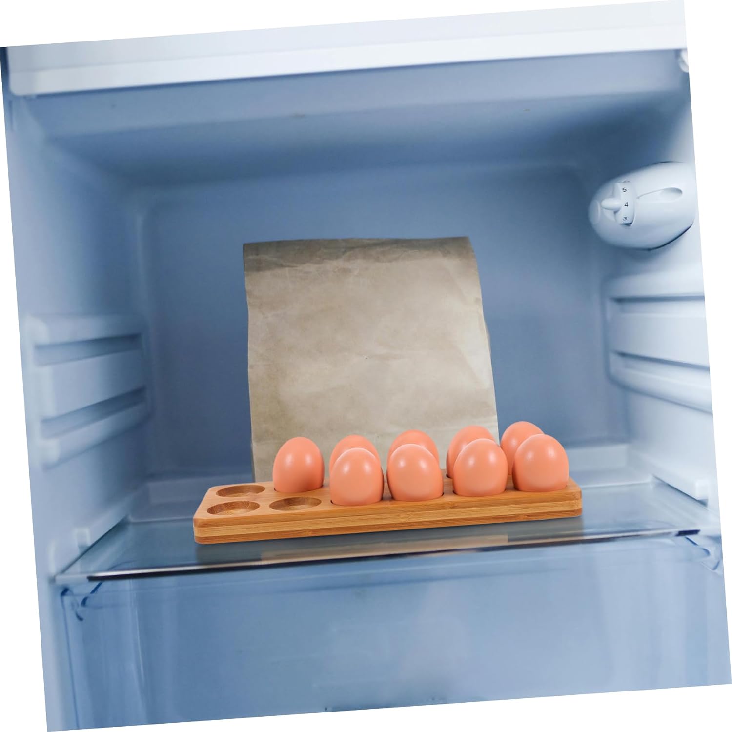 ABOOFAN 12Holes Wooden Egg Holder with Compact Egg Organizer for Fridge Countertop Stylish Egg Serving Tray for Convenient Storage for Kitchens Home Decor