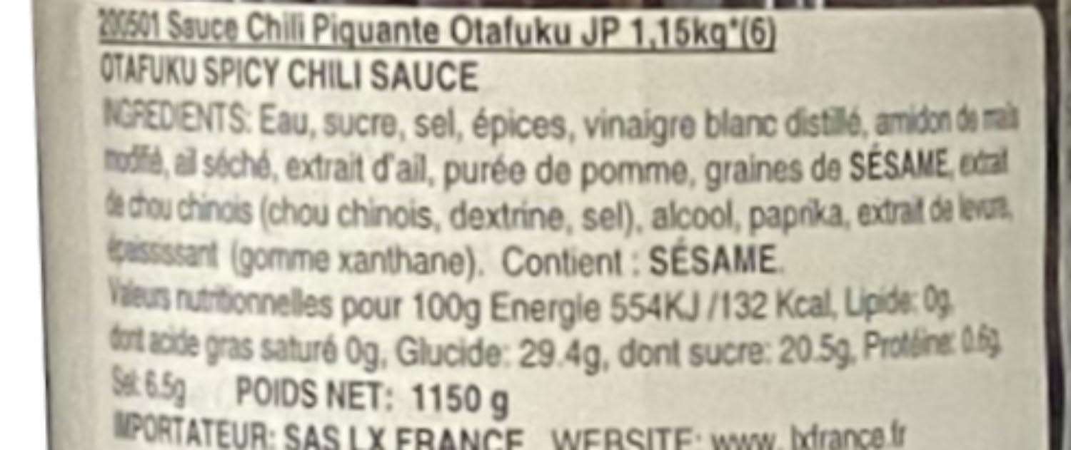 Otafuku Sauce Chili Piquante 1,15kg Bouteille, Ail & Poivre, pour Poke Bowl 1,13kg/Bouteille - Livraison Gratuite France (2 bouteilles, Sauce Chili)