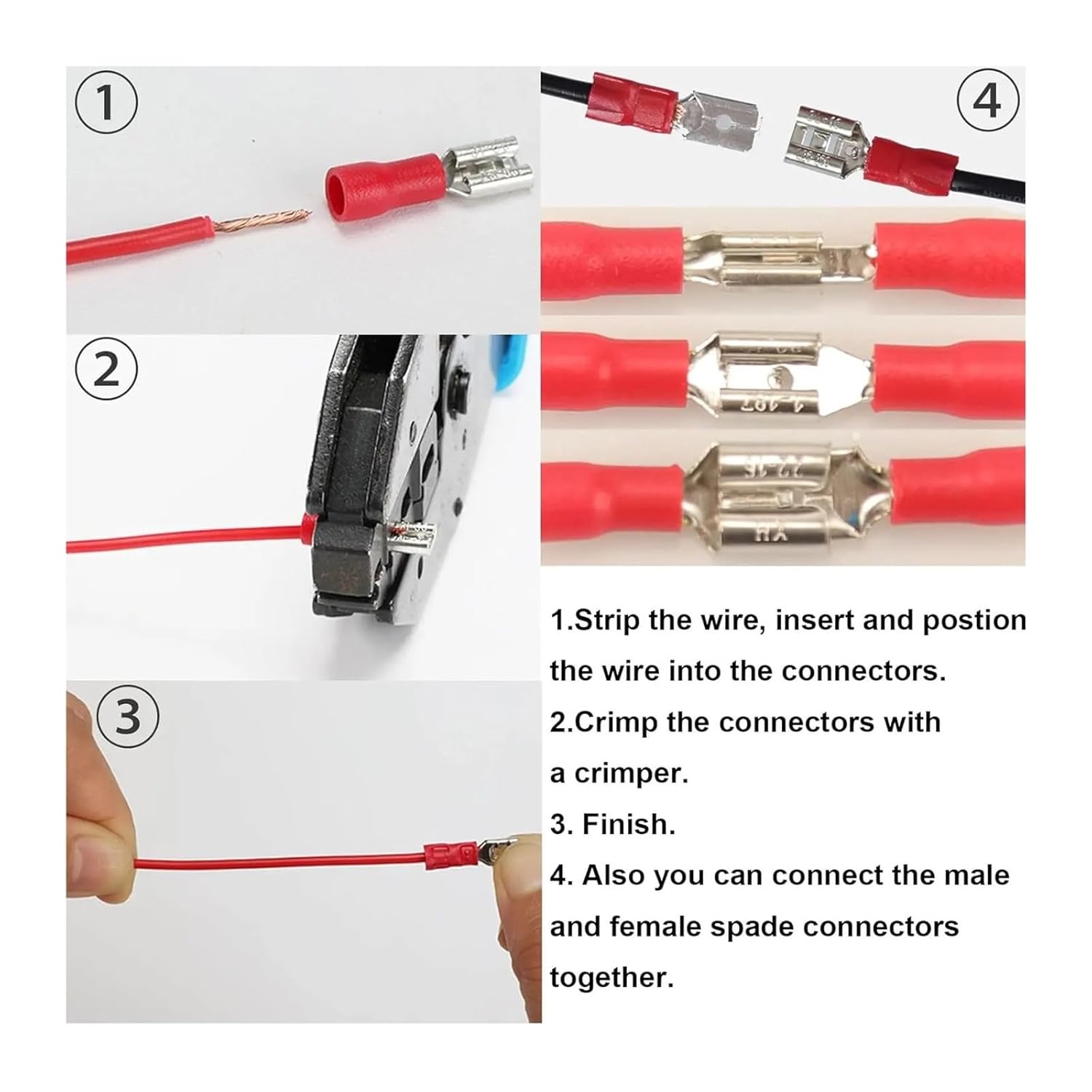 280PCS Crimp Connectors, 2.8mm 4.8mm 6.3mm Male and Female Spade Connector kit, 15 Types Terminals Electrical Connectors
