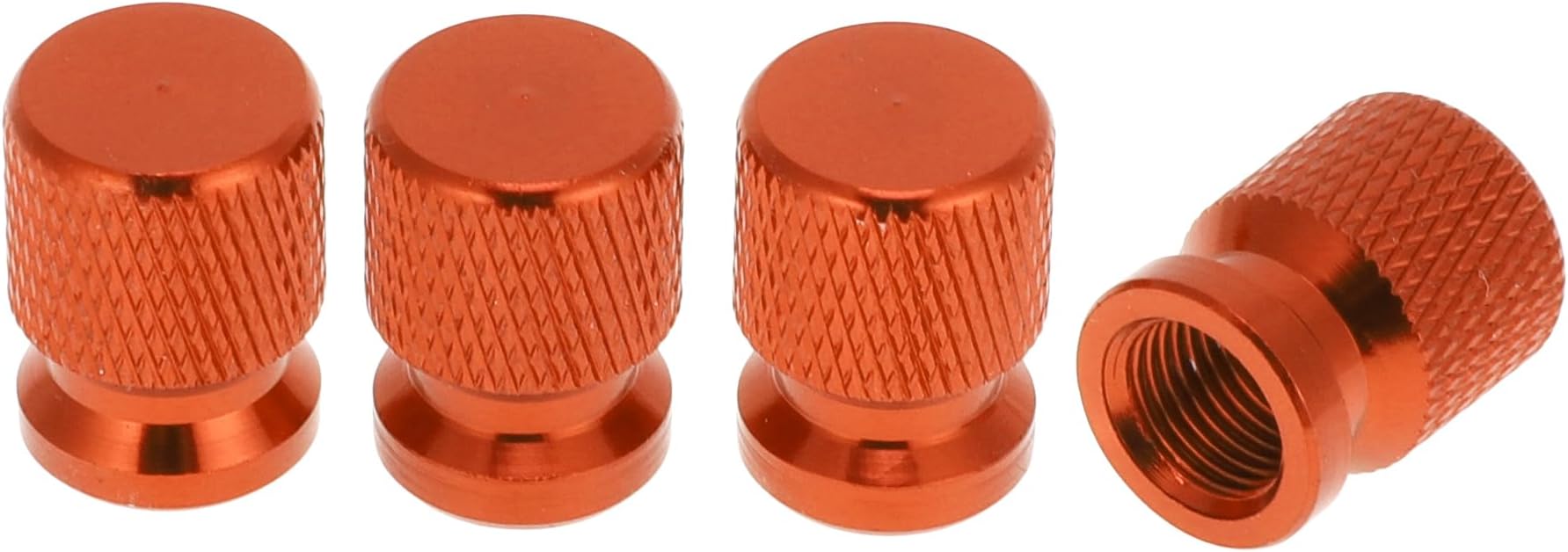 – 4 Pcs Mesh Pattern Tire Valve Stem Caps Decorative Tyre Valve Dust Covers 7x16mm Orange Aluminum Alloy