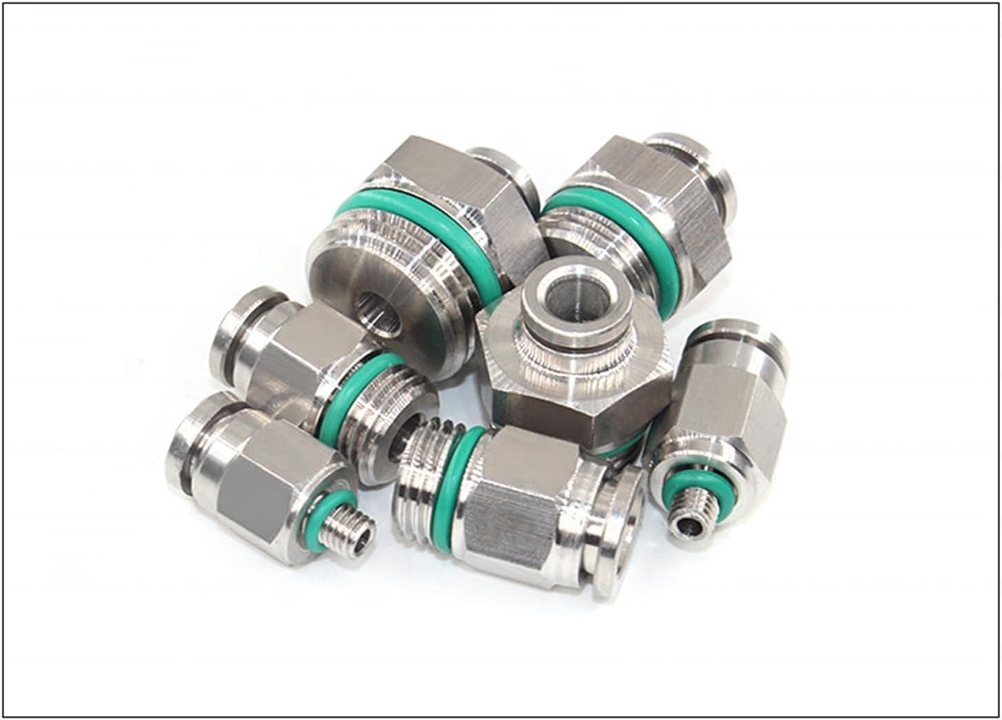 Pneumatic Joint With Sealing Ring Stainless Steel Connect Push-in Connector 2Pcs(PCG12-1/2)
