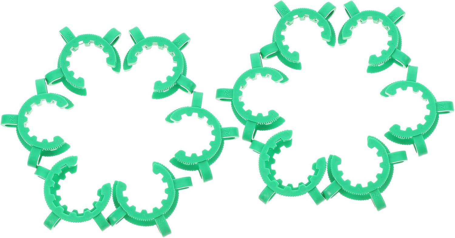 12pcs Frosted Green Plastic Laboratory Glass Clamps Lab Plastic Interface Connector Clips for Lab Beakers and Glassware Fixing in Scientific and Office Use