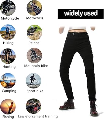 LOMENG Motorcycle Riding Pants Motorcycle Jeans Slim Fit with CE Knee Hip Removable Protectors Armor for Women