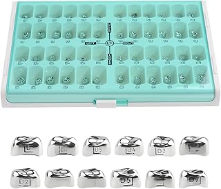 Kid Denture Kid Crowns Preformed Metal Crown Stainless Steel Temporary Crowns Orthodontic Material Therapy Tools 48Pcs/Box