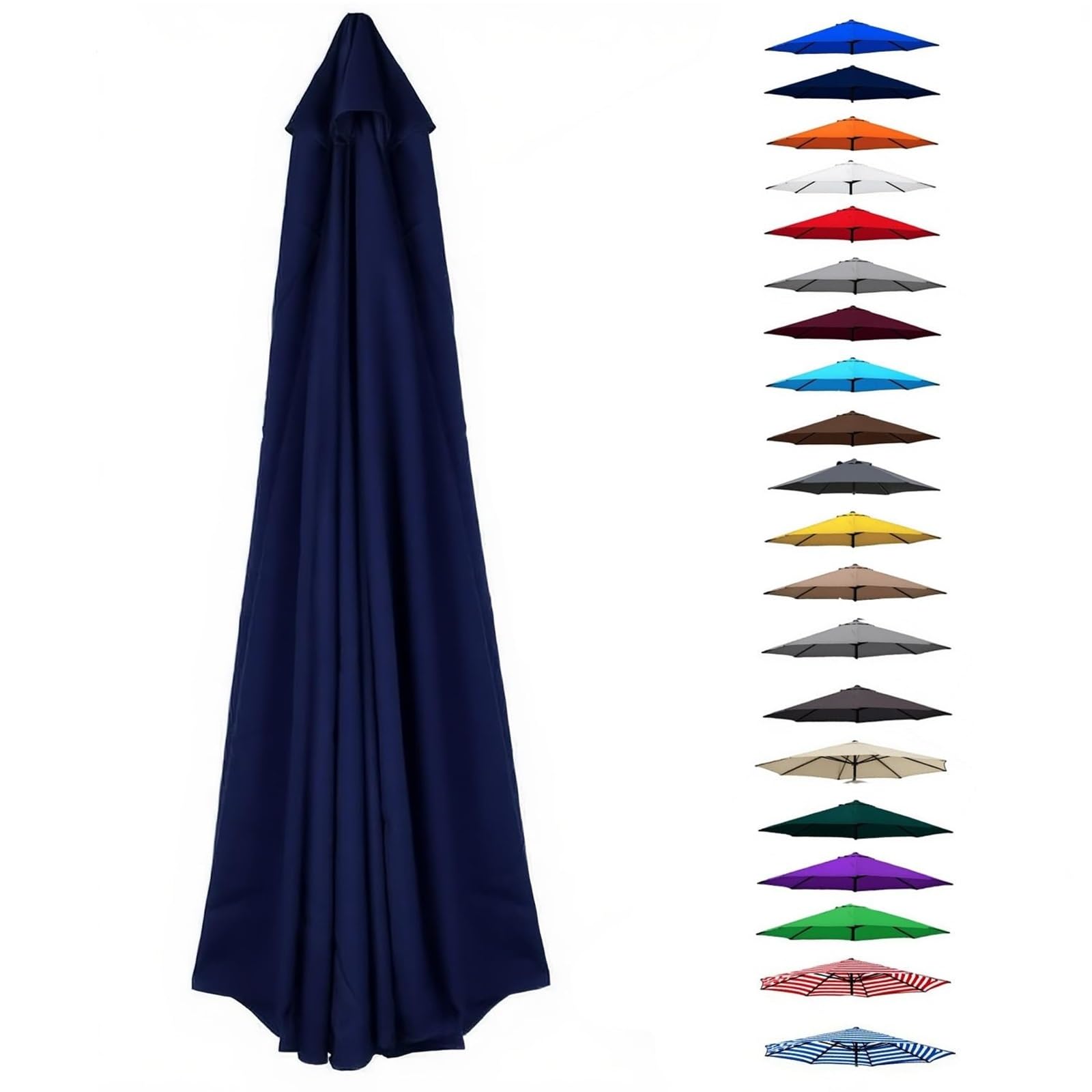 UV30+ Waterproof Garden Parasol Umbrella 2.0-4.0M – Outdoor Sun Shade Canopy For Patio Beach Pool Lawn & Deck – 6/8 Rib Design(Navy Blue,(8Rib) 2.3m/7.5ft)