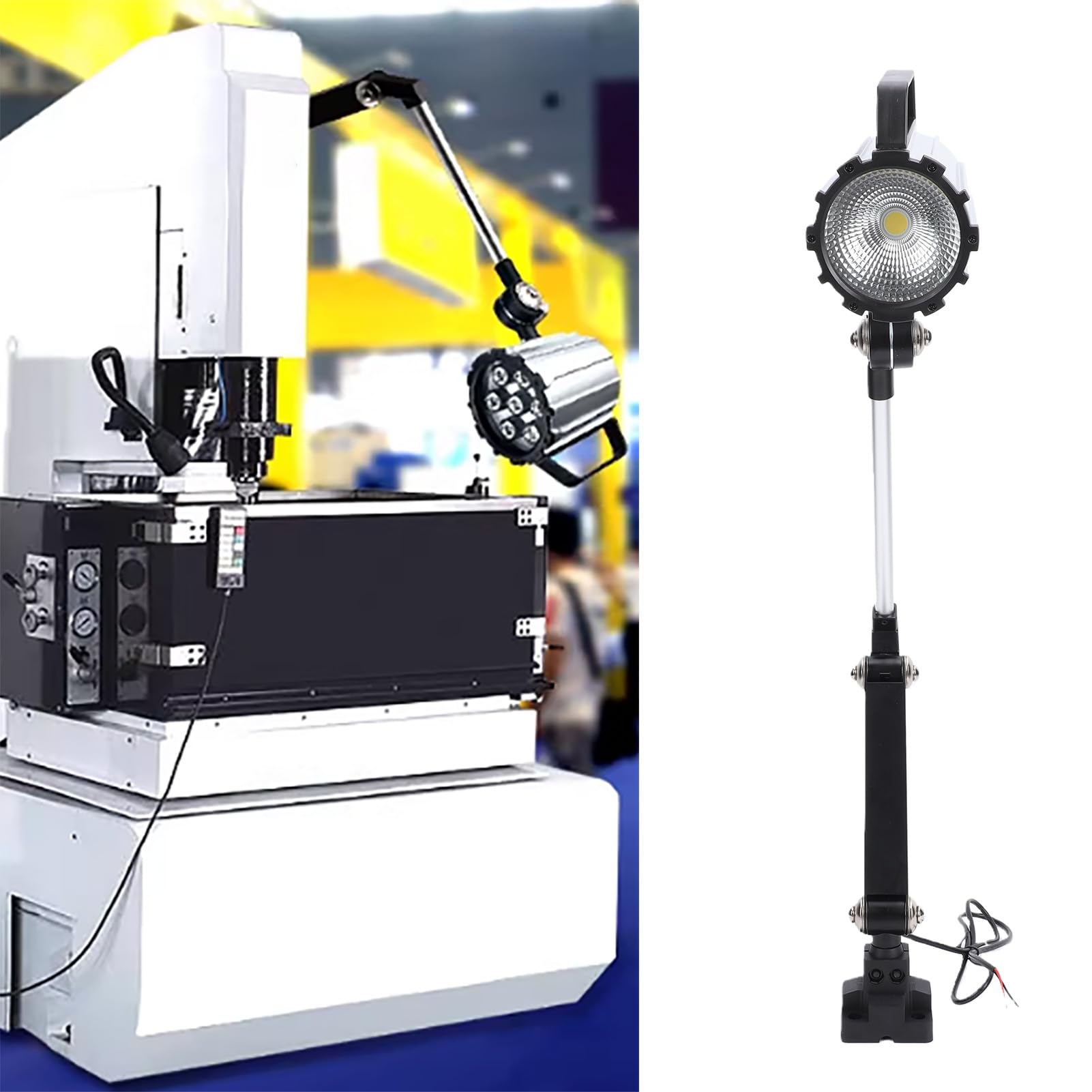 Fafeicy Luz de Torno de Madera 24W LED Articulado Luz de Máquina de Cabeza Ajustable de 360° para Tornos CNC Fresadoras Amoladoras 24V