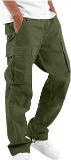 YAOHUOLE Herren-Cargohose, leger, Baumwolle, dehnbar, Kordelzug an der Taille