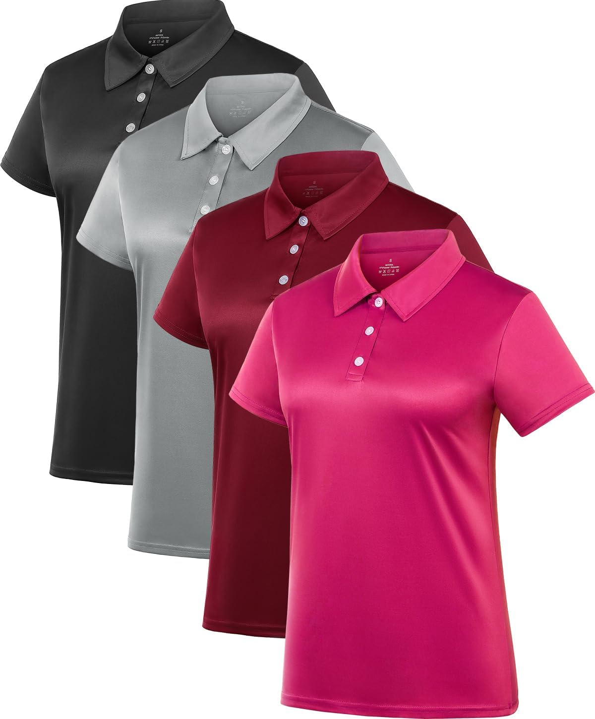Women's Polo Tee Dry Fit Golf Shirt Moisture Wicking Short Sleeve Sport Activewear Golf Polo Tops Collar with Buttons Workout