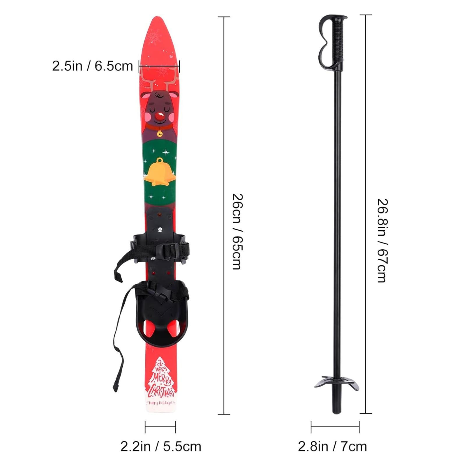 Wintersport-Ski-Langlauf-Hinterhof-Ski-Set for Kinder, Anfänger-Schneeski mit Stöcken und Bindungen im Alter von 3–4 Jahren