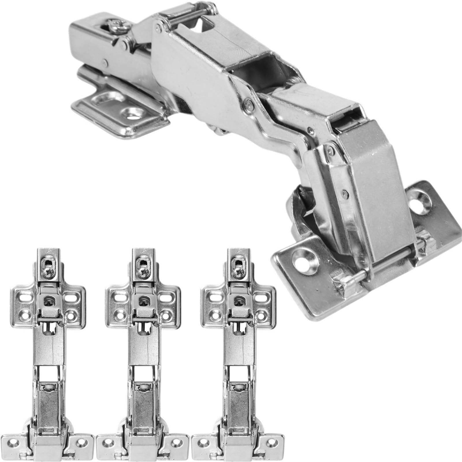 20/10/4PCS Cupboard Hinges Steel Cabinet Wardrobe Door Hinge Self Close Full Overlay 95°-105° and 175° Opening(4PCS 175Degrees)