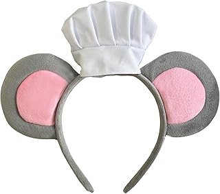 Mouse Ears Headband with Chef Hat Cute Rat Hair Hoop Costume Accessory for Adults Halloween Cosplay