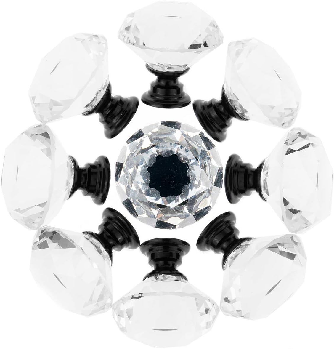 Condition photo showing New/Like New for 12 Pack Drawer Knobs Diamond Shaped Crystal Glass 30mm Cabinet Knobs Pull Handles (Black) 30 mm, 12 Pack Black