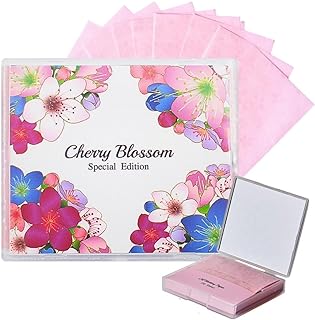 Cherry Blossom Face Oil Blotting Paper Sheets with Makeup Mirror - Oil Absorbing Sheets made in Japan (100 Count, Cherry Blossom)