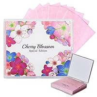 Vista 1 de 100 unidades + estuche de espejo Papel secante de aceite natural de flor de cerezo para cara coreano con estuche de espejo