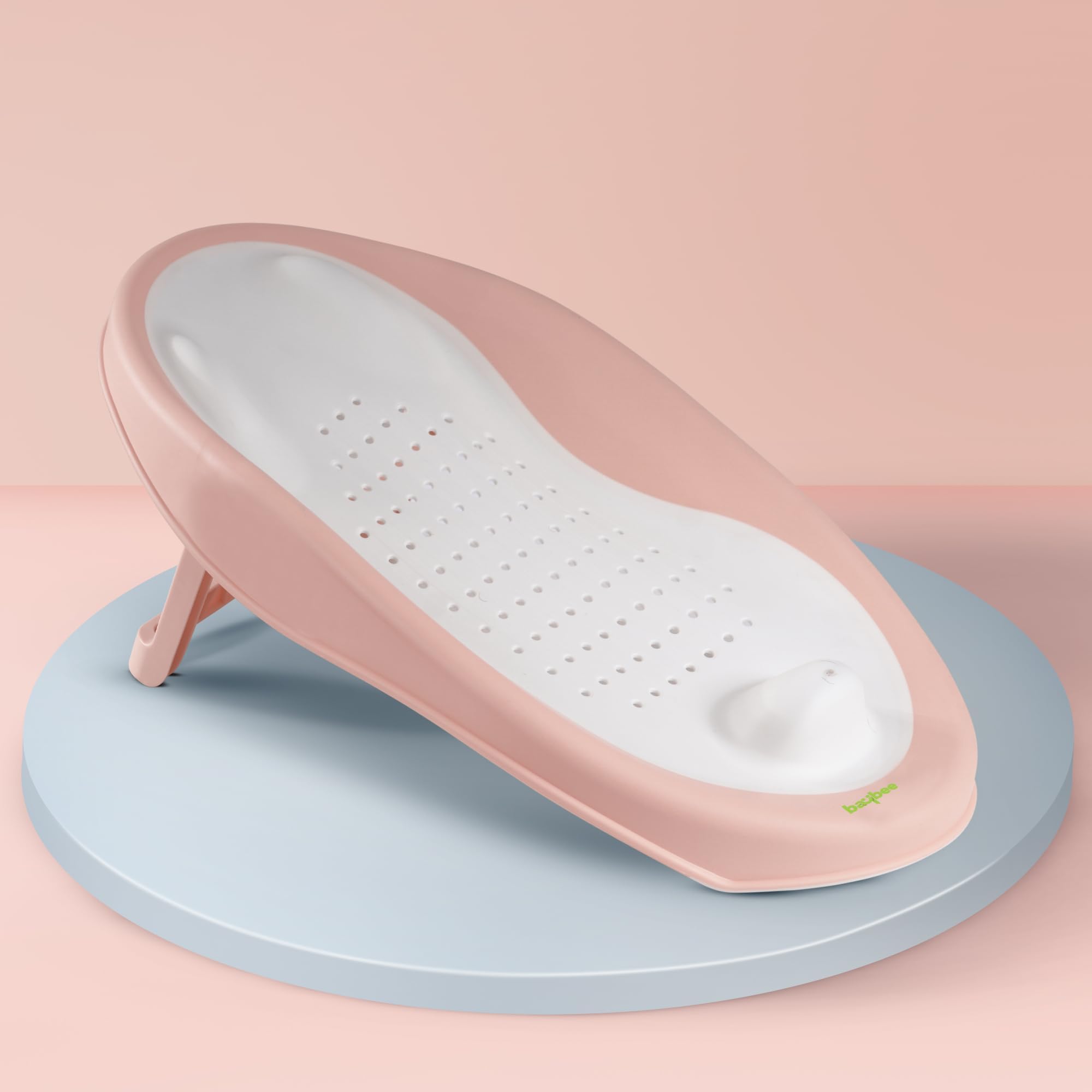 Baybee Newborn Dusa Bath tub Seat for Babies,Plastic Bath Chair with Anti Slip and Foldable Ergonomic Infants & Toddlers Baby Bather Shower Seater for Kids 0-12 Months (Pink)