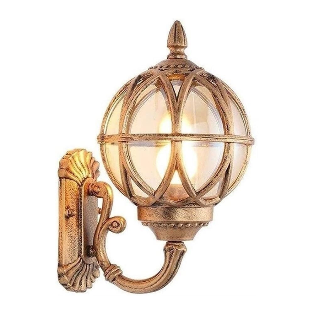 OZBMA European Retro Wall Lamp Globe Glass Shade Light Outdoor Waterproof Sconce for Garden Fence Garage Porch Aisle Hallway(Bronze,38CM/14.96in)