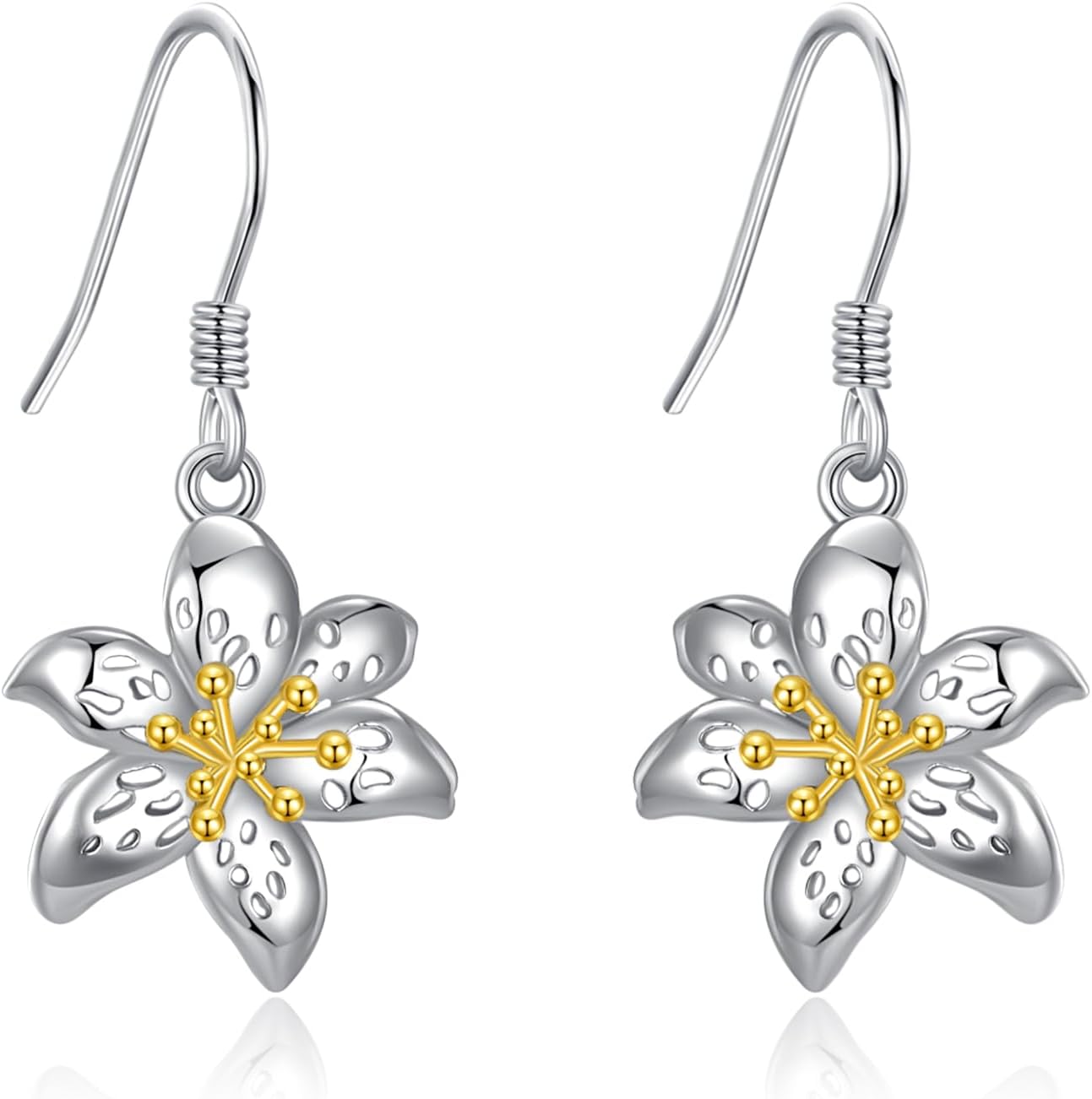 Lily Earrings Sterling Silver Lily Flower Dangle Flower Jewelry Gifts for Women