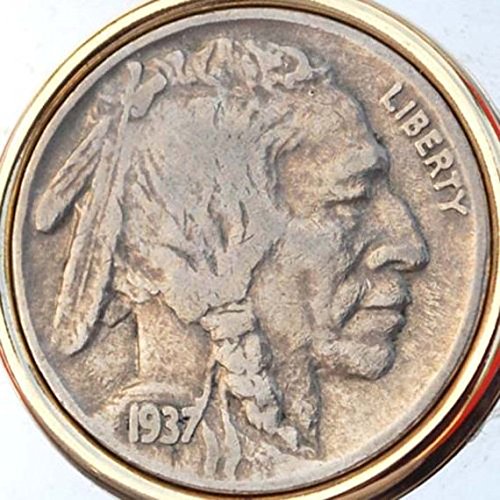 US 1937 Indian Head Buffalo Nickel 5 Cent Coin Two Toned Money Clip New2