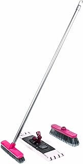 Lifetime Clean Bodenwischer Set mit Wischmopphalter, Wischmopp, Besen, Schrubber und Metall-Stiel, 5-teilig, lieferbar in ...