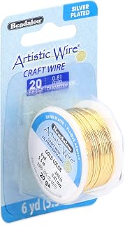 Artistic Wire, 20 Gauge Silver Plated Tarnish Resistant Colored Copper Craft Wire, Gold Color, 6 yd