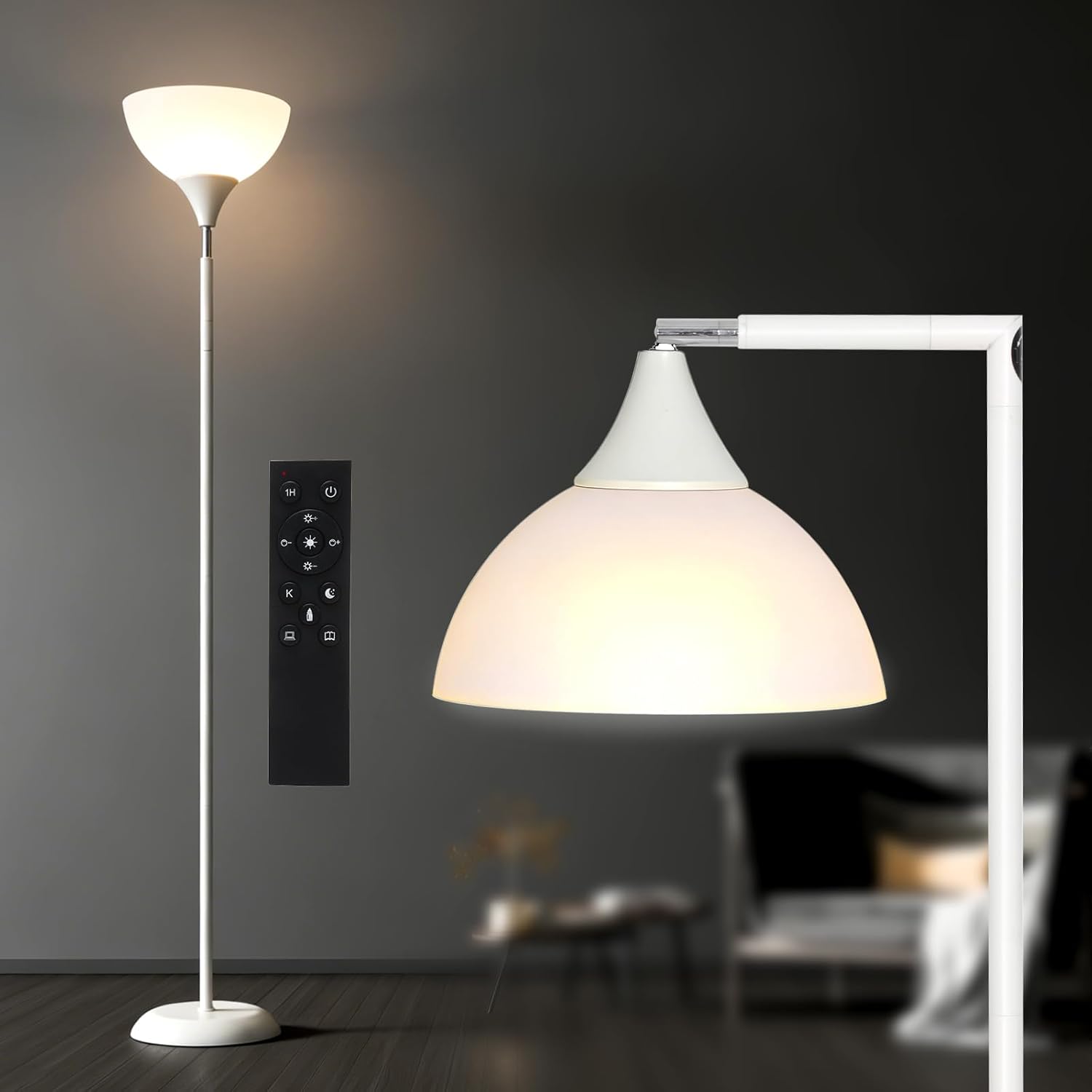 Flexible 90-Degree Foldable Floor Lamp - Remote Control, Stepless Color Temp & Brightness, Space-Saving Adjustable Standing Light for Bedroom, Office, Living Room & Study Black