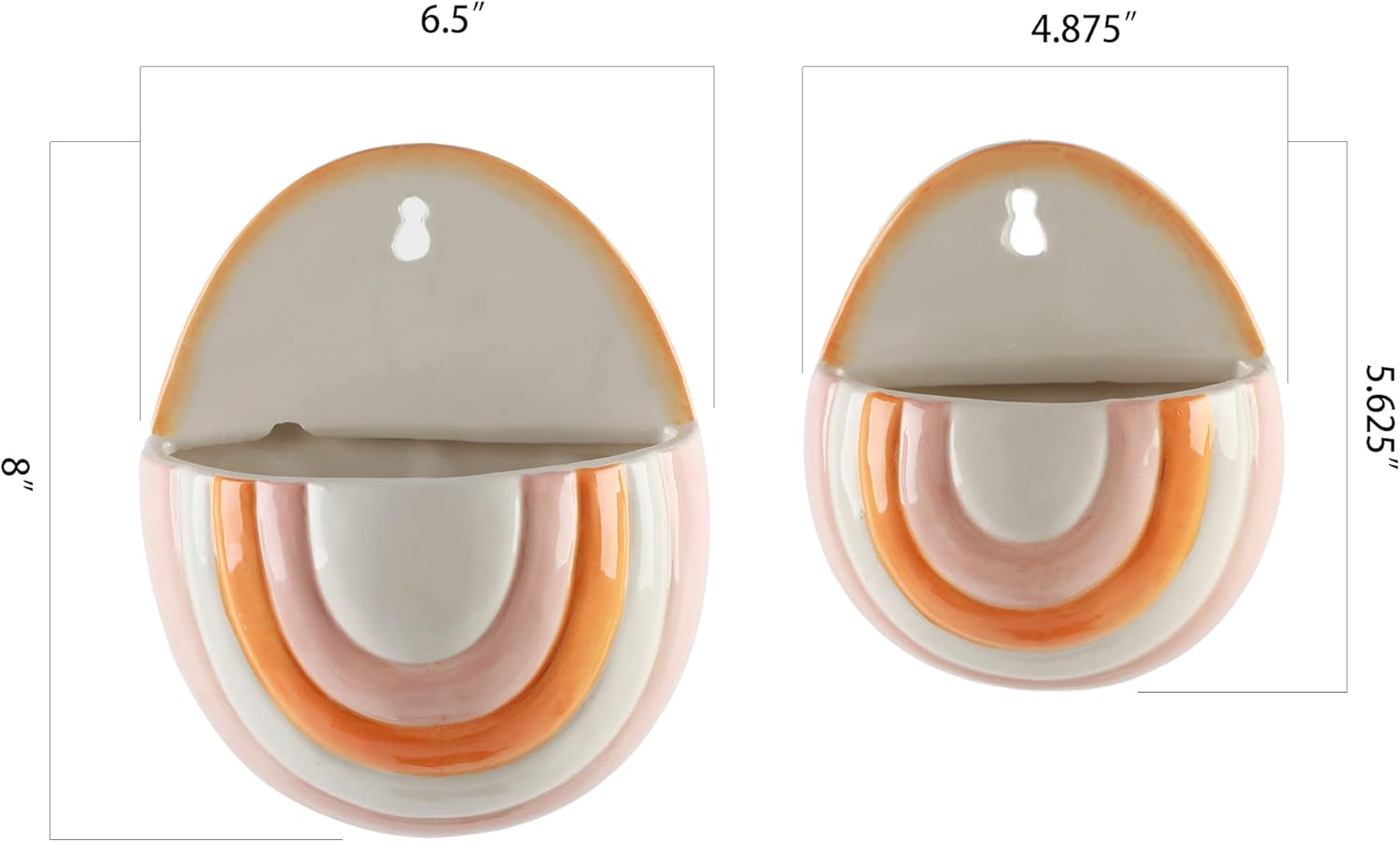 Flora Bunda Set of 2 Rainbow Wall Pocket L:6.5X4.25X8 S:5X3X5.75