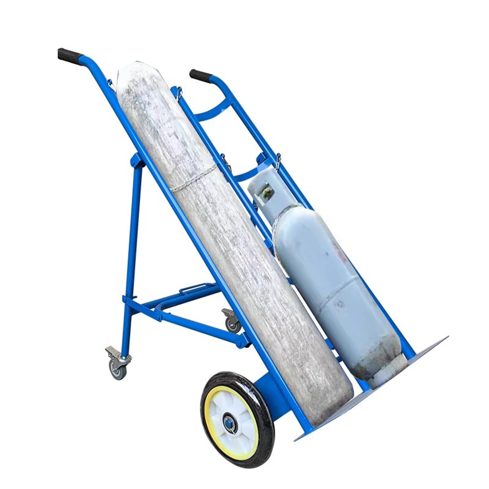 WQPMNYG Portable Oxygen Tank Holder Cart with Wheels - Double Cylinder CO2 & Nitrous Oxide Carrier Dolly, Medical Clinic Oxygen Transport Caddy